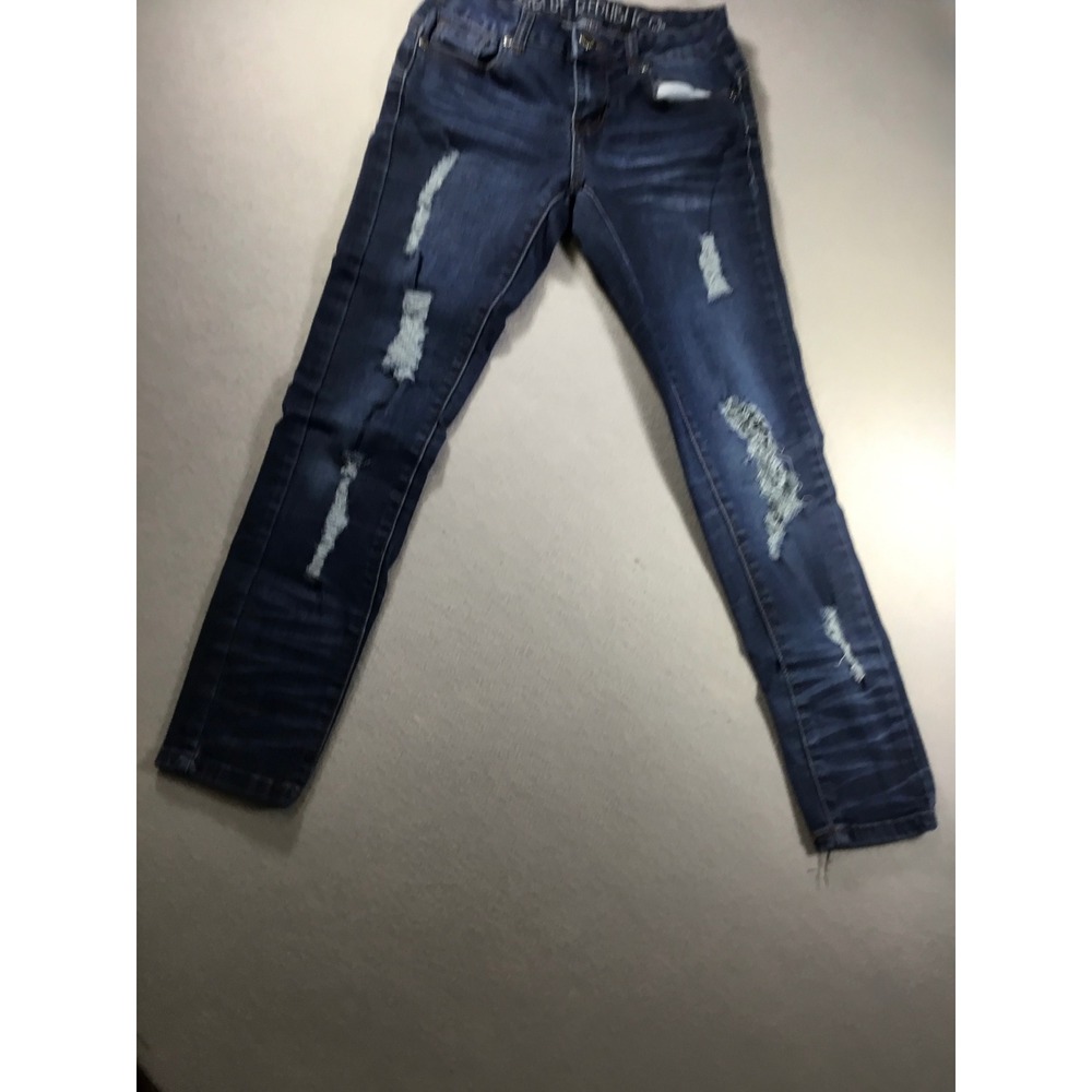 Blue Republic Distressed Skinny Jeans Dark Wash Whiskered Denim Size 5